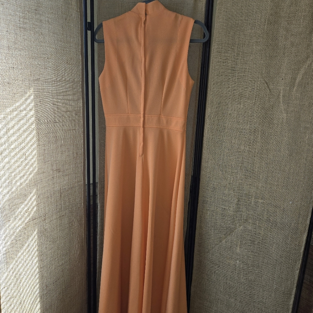 70s Mod Orange Dress Sleeveless Flare Homemade Vintage - Picture 5 of 8